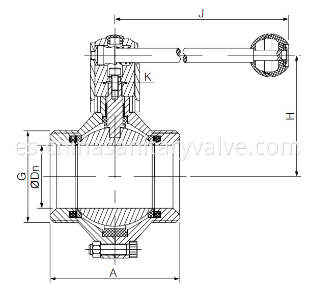 3A Sanitary Threaded Butterfly Type Ball Valve